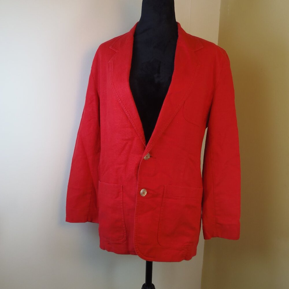 Vintage 80s Liz Wear Petite Red Linen‎ Blend Blazer SZ 4P Office Costumer